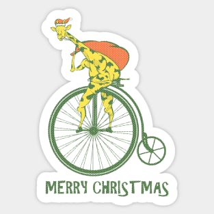 Funny Christmas sweater bicycle giraffe Sticker